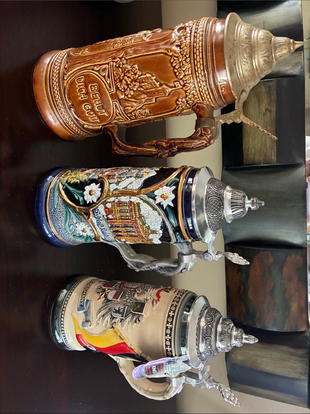 Traditional Decorative Beer Stein - Brown, Blue, Cream (Unbranded)